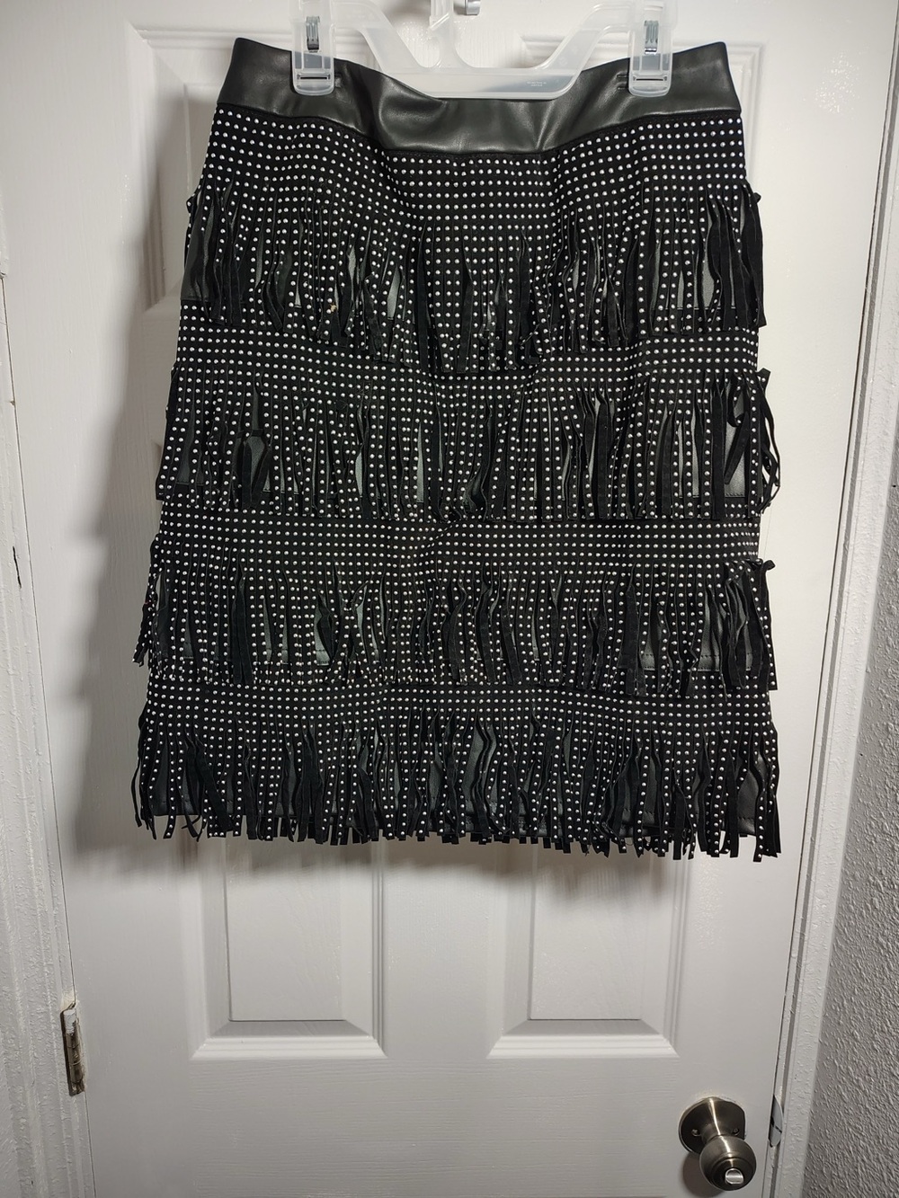 Sincerely Jules Black Studded Fringe Mini Skirt